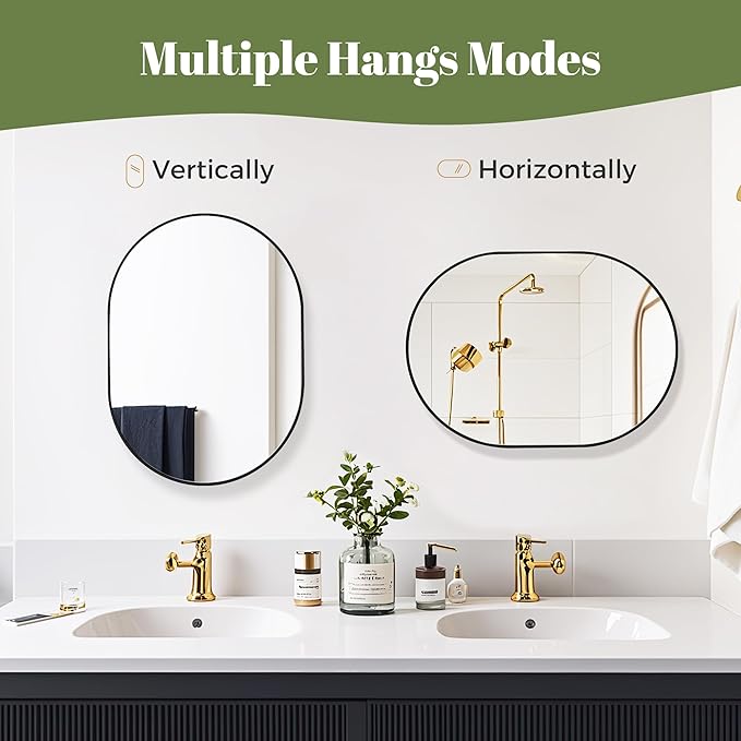 CULER Gold Bathroom Wall Mirror,20 x 30 Inch Rectangle Vanity Modern Tempered Glass Mirror for Bedroom,Living Room,Entryway