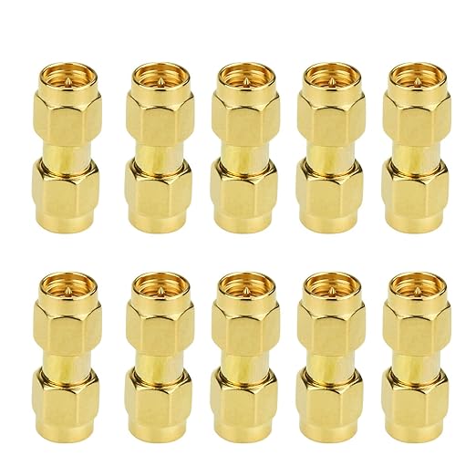 SMA to SMA, 10 Pack SMA Male Connector Coaxial Adapter Plug for Antenna, Radio, WiFi