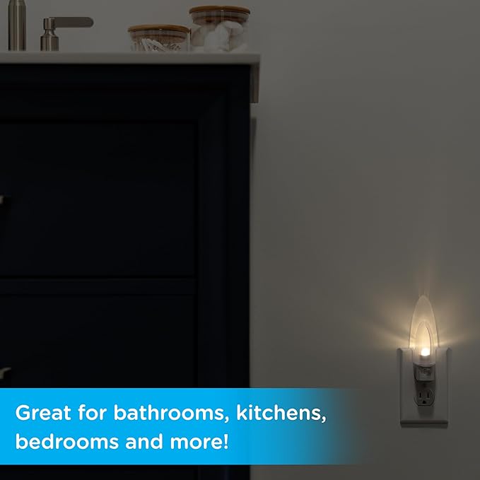 Lights by Night LED Night Light, Plug-in, Manual on/off , Warm White, UL-Certified, Energy Efficient, Ideal Nightlight for Bedroom, Bathroom, Nursery, Hallway, Kitchen, 11140