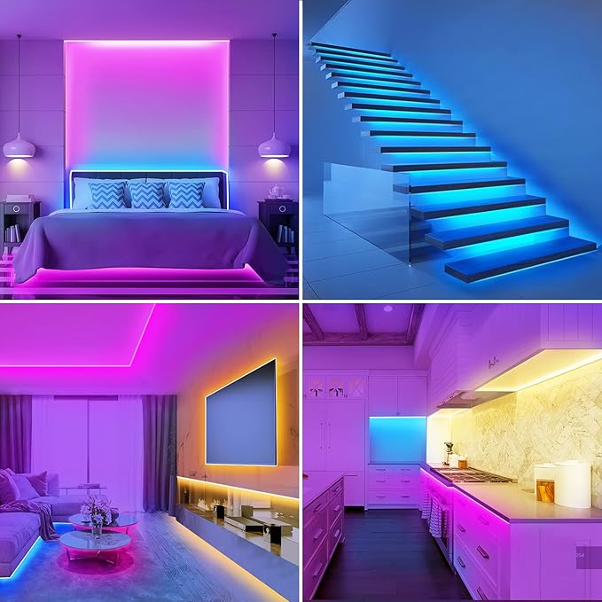 Keepsmile 65.6ft Led Lights for Bedroom,Bluetooth Smart APP Control Color Changing RGB Led Strip Lights with Remote Control Led Lights for Room Kitchen Party Home Decoration