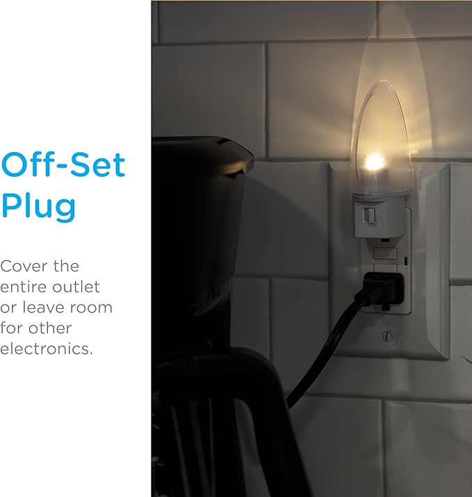 Lights by Night LED Night Light, Plug-in, Manual on/off , Warm White, UL-Certified, Energy Efficient, Ideal Nightlight for Bedroom, Bathroom, Nursery, Hallway, Kitchen, 11140