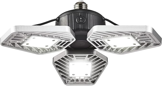 Ontel Beyond Bright LED Ultra-Bright Garage Light - 3 Adjustable Panels, Energy Efficient, Easy to Install, Durable and Long-Lasting Light for Garages, Warehouses and More