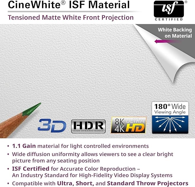 Elite Screens VMAX Tab-Tension 3 Series, 125-INCH Electric Motorized Projector Screen CineWhite ISF Material Movie Home Theater, VMAXT125XWH3