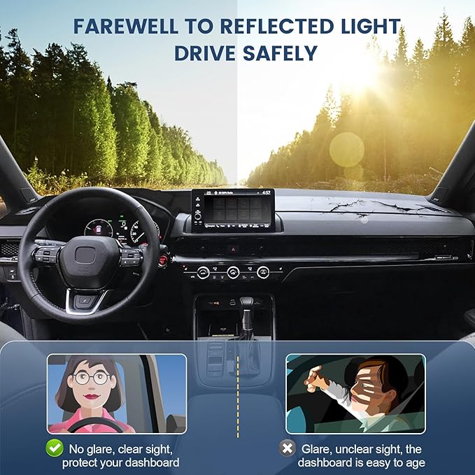 Dashboard Cover Mat Custom Fit for Honda CRV CR-V 2023 2024 2025 2026 (EX, EX-L, Sport, Sport Touring) (Without HUD) Dash Cover Nonslip Dash Mat Protector Sunshade No Glare Black