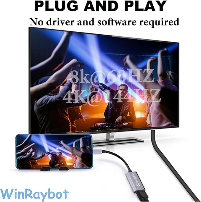 8K USB C to HDMI Adapter, Type-C Male to HDMI 2.1 Female Cable, (8K@60Hz,4K@120Hz,4K@30Hz,,2K@240Hz) ,Thunderbolt 4/3 HDR HDCP 2.3, for MacBook Pro/Air,iPad Pro,XPS,S22,iPhone 15 Series Galaxy S23