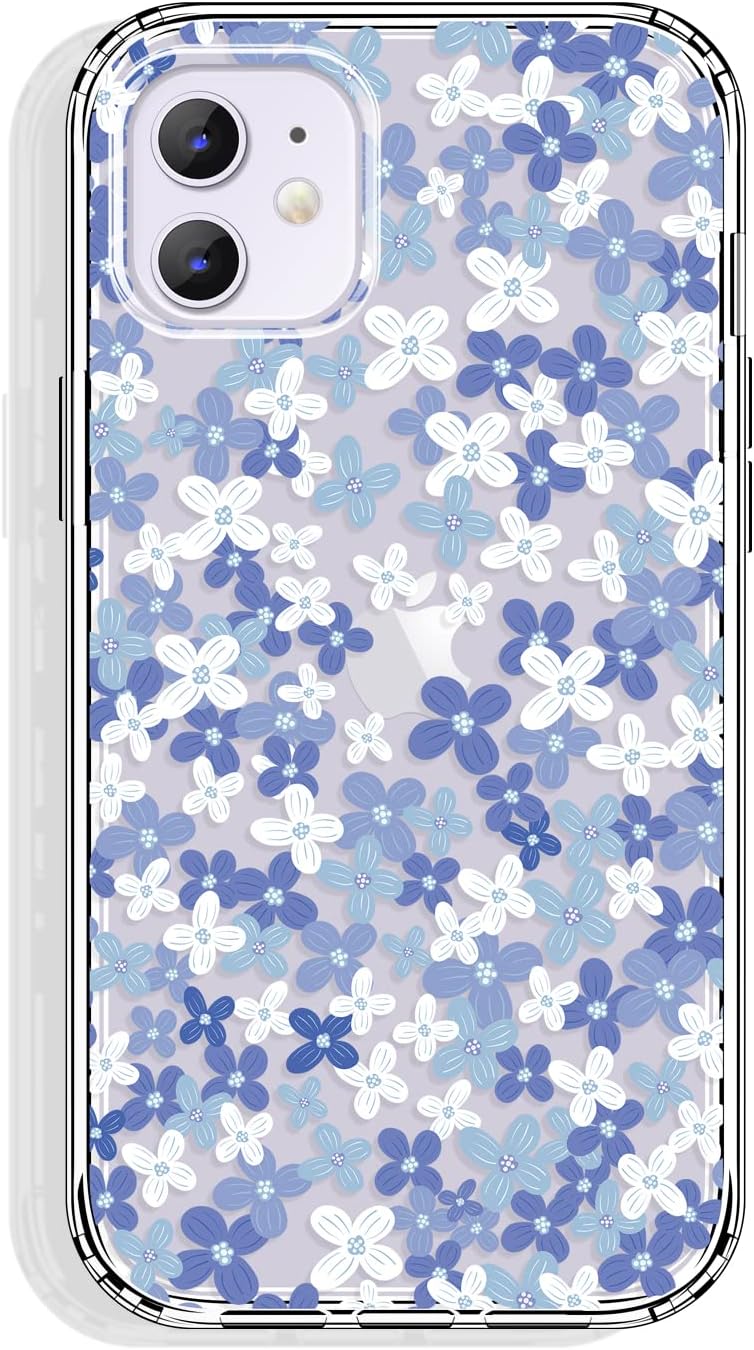 Floral Design Clear Case for iPhone 11, Cute Slim TPU Cover + Shockproof Bumper for Women and Girls (Simple Elegant