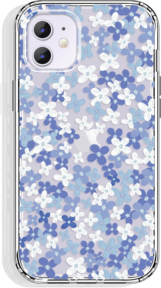 Floral Design Clear Case for iPhone 11, Cute Slim TPU Cover + Shockproof Bumper for Women and Girls (Simple Elegant