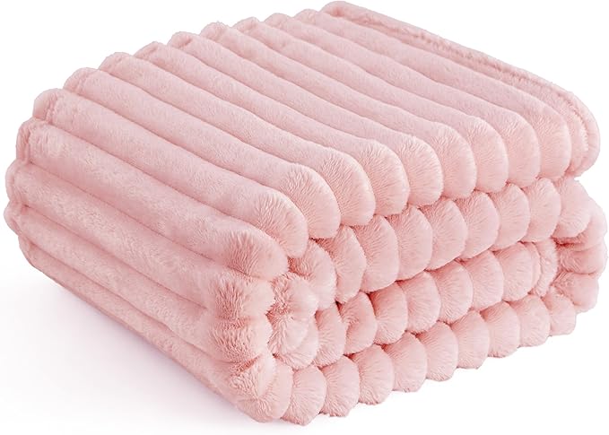 Bedsure GentleSoft Coral Pink Fleece Blanket for Couch - Super Soft Cozy Blankets for Women, Cute Small Blanket for Girls, 50x70 Inches