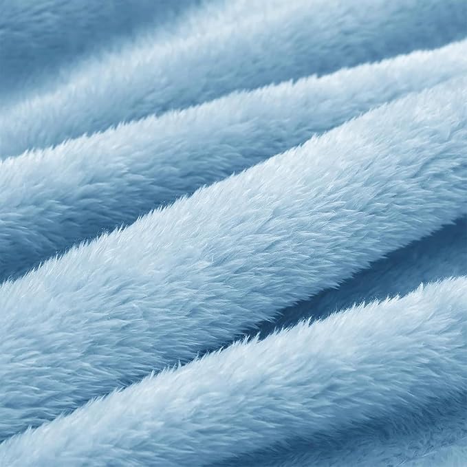 Exclusivo Mezcla Plush Fuzzy Fleece Throw Blanket, Super Soft, Fluffy and Warm Blankets for Couch, Bed, All Season Use (40x50 Inches, Light Blue)