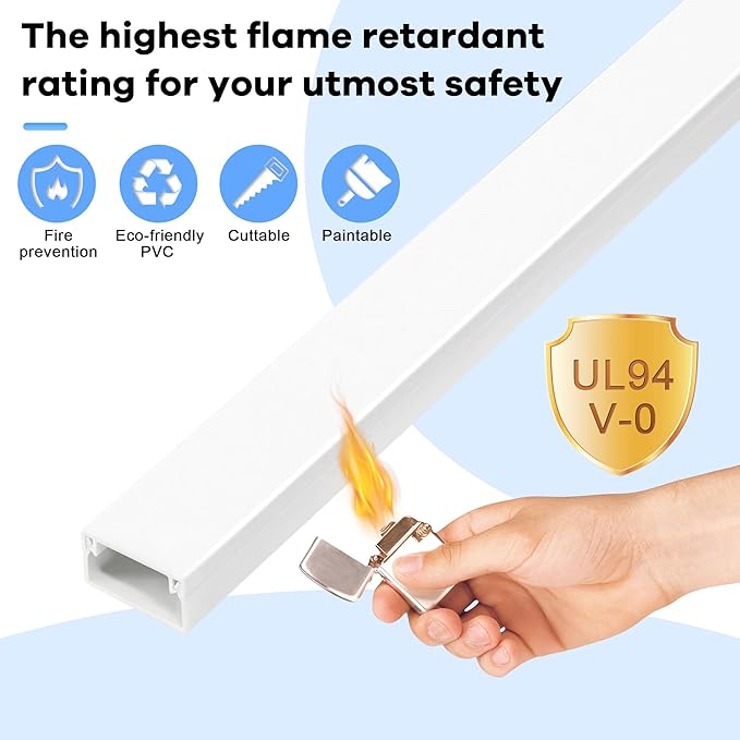 ZhiYo Cord Hider 71in(5 x L14in), Cord Covers for Wires on Wall, Cable Hider for Wall Mounted TV, Wire Cover for 2-4 Cords, Paintable Wire Concealer, Easy Cable Management, W0.95in H0.55in, White