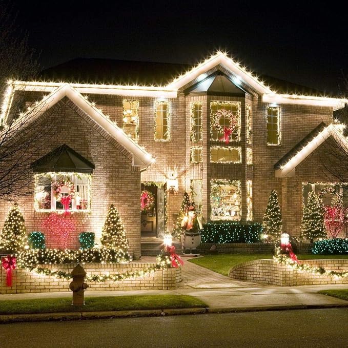 Christmas String Lights, 33FT 100 LEDs Christmas Tree Lights Indoor String Lights 8 Modes with End-to-End Plug Fairy Lights Decoration for Indoor Outdoor, Warm White (Clear Wire)