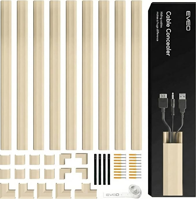 Cord Covers for Wires on Wall - 150in Cable Management Cable Hider - Cord Hiders for TV On Wall - Paintable Cable Concealer - Wire Covers for Cords - 10X (L16 x W0.95 x H0.5) - Medium | Beige