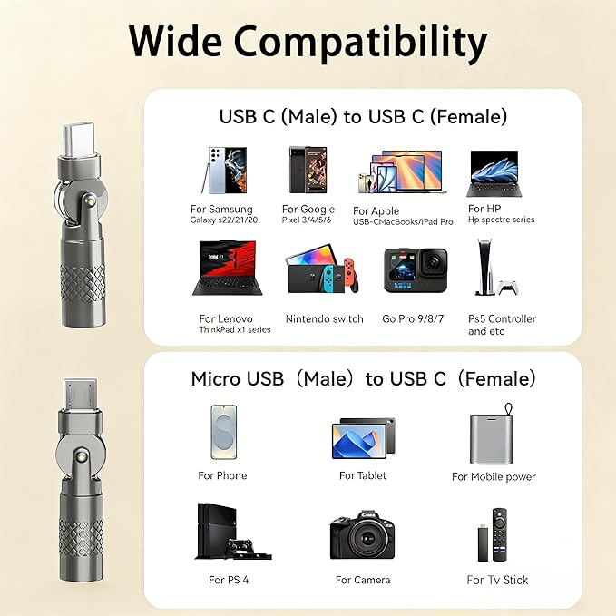 USB C Adapter (2-Pack), PD 60W USB C 90 Degree Adapter, USB C Right Angle Adapter,for Phone 17/16/15, MacBook Pro/Pad Series, Samsung Galaxy, Tablet, Laptop