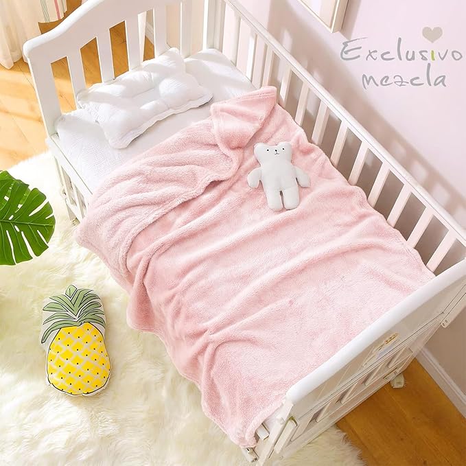 Exclusivo Mezcla Plush Fuzzy Fleece Throw Blanket, Super Soft, Fluffy and Warm Blankets for Couch, Bed, All Season Use (40x50 Inches, Light Pink)