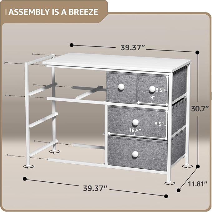 Sorbus Dresser with 8 Drawers - Chest Clothing Organizer Unit with Steel Frame Wood Top Knob Handle Easy Pull Fabric Bins - Large Storage Furniture for Bedroom, Hallway, Living Room, Nursery & Closet