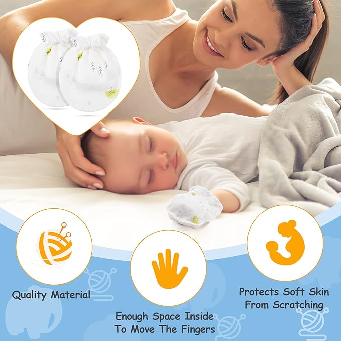 Geyoga 24 Pairs Newborn Baby Mittens Cute No Scratch Mittens Soft Elastic Infant Girl Gloves for 0-6 Months