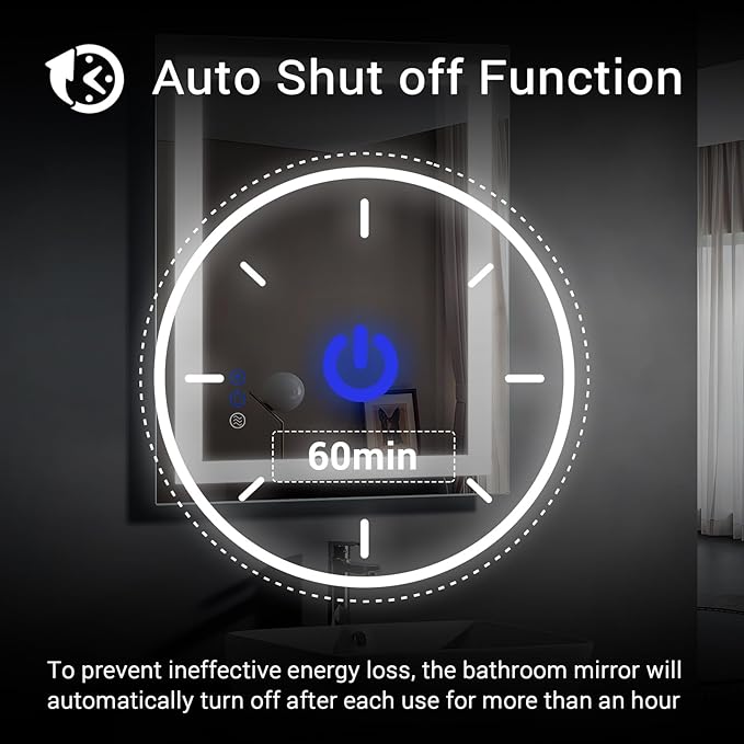 32x24 LED Bathroom Mirror with Lights LED Mirror for Bathroom Smart Vanity Makeup Mirror,Anti-Fog,Stepless Dimmable with Adjustable Color,Touch Switch,Memory Function,Shatterproof Design
