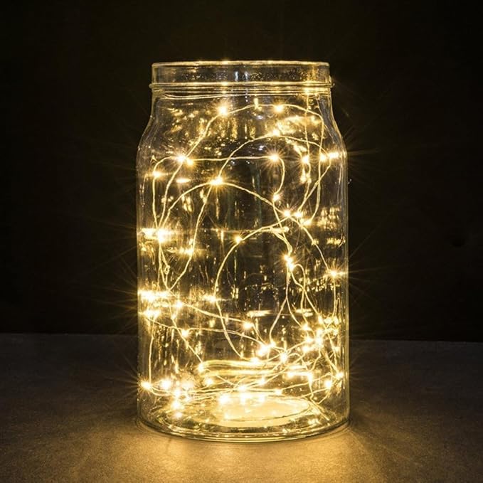 Fairy Lights CR2032 Battery Operated,6.6Ft/2Meter 20 LEDs Micro Silver Wire String Lights for Bedroom Christmas Party Wedding Decoration(Warm White, 12 Pack)