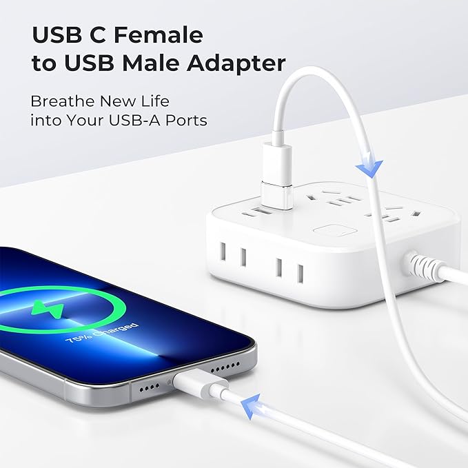 Basesailor USB to USB C Adapter 4Pack,Type C Female to USBA Male Charger Cable Converter for iPhone 17 16 15 14 13 Max Plus,Apple Watch 11 10,iPad Air 8,Airpods Pro 3,Samsung Galaxy S26 S25 A55 Ultra