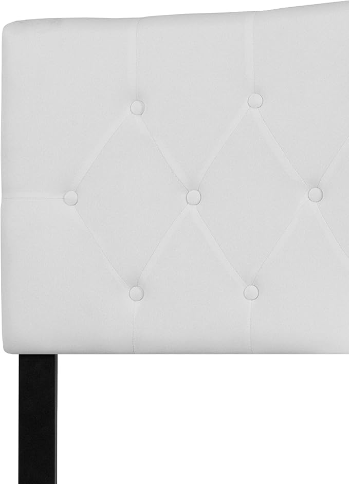 Flash Furniture Cambridge Tufted Upholstered King Size Headboard in White Fabric