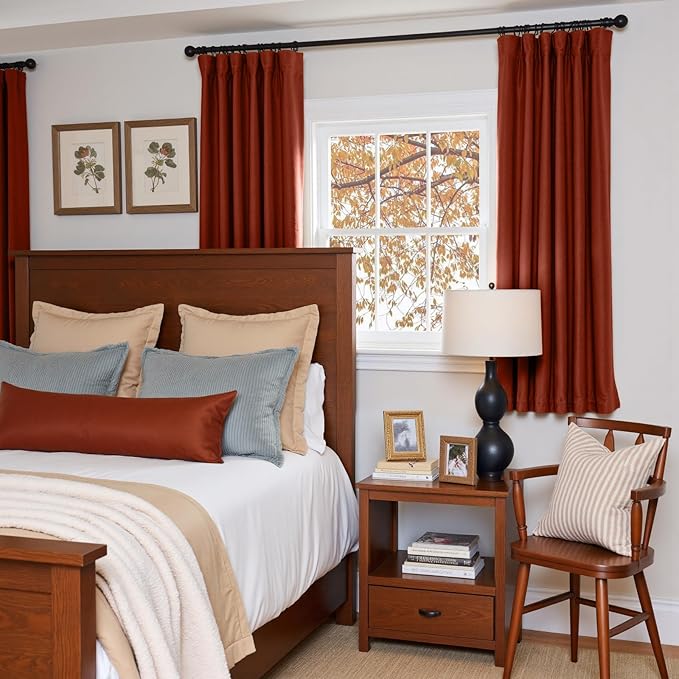 Lazzzy Velvet Blackout Curtains Thermal Insulated Room Window Drapes Super Soft Luxury Curtains for Living Room Bedroom Rod Pocket 2 Panels, Rust Red, 52" W x 63" L