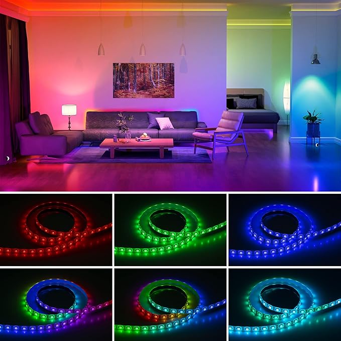 SEZO WS2812B LED Strip Light 3.3FT/1M 144LEDs/m Individually Addressable Programmable 5050SMD Digital RGB Alloy Wires Flexible Dream Color IP30 Non-Waterproof PCB White DC5V