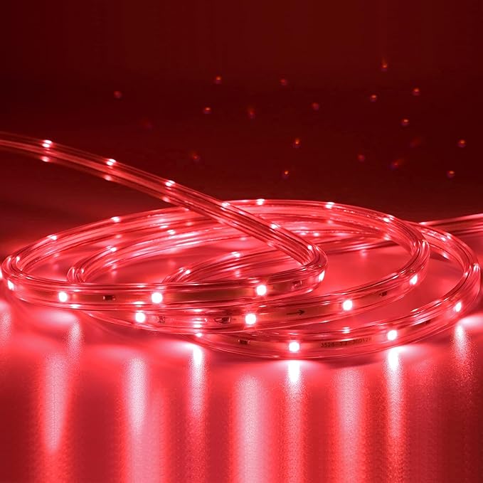 Red Rope Lights, 16.4ft Waterproof Strip Light, Indoor Outdoor Decorative Lighting for Home Christmas Holiday Garden Patio Party
