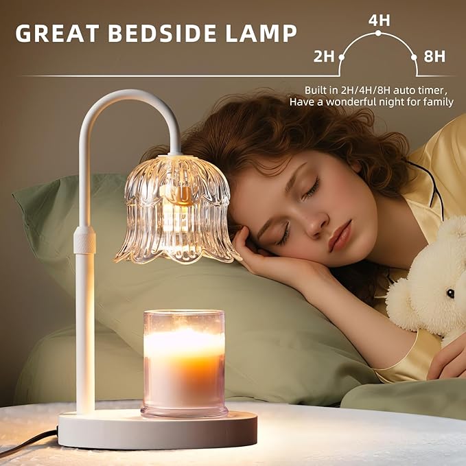 Candle Warmer Lamp with Timer: White Scented Candles Heating Lights Home Decor Table Lights for Home Living Bedroom Decorative
