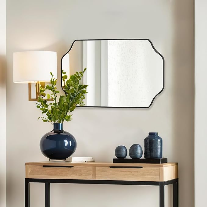 CULER Black Bathroom Wall Mirror,24 x 36 Inch Rectangle Vanity Modern Tempered Glass Mirror for Bedroom,Living Room,Entryway