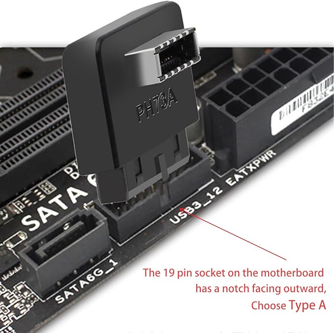 USB 3.0 19/20PIN to Type E Kye A 90-Degree Bend Adapter - Expand Your Computer with a USB Type C Port (A)