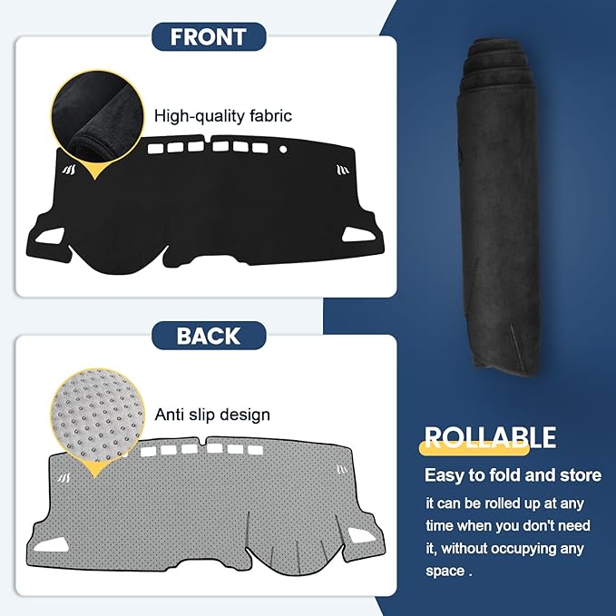 Dashboard Cover Mat Custom Fit for 2019-2023 2024 2025 2026 Toyota Corolla Sedan(L LE SE XLE XSE), Hatchback(SE XSE) Dash Cover Nonslip Dash Mat Protector Sunshade No Glare Black