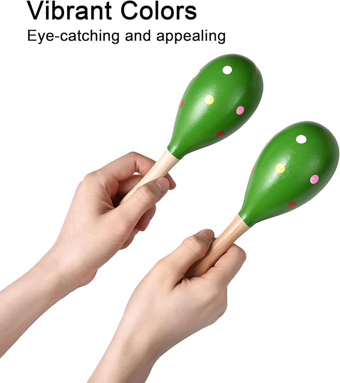 Maracas for Adults Kids Babies, Wooden Maracas Shaker Musical Instrument, Green