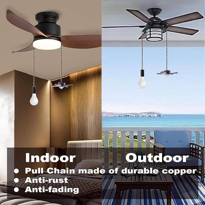 Ceiling Fan Pull Chain Extension Ornaments Chains with Decorative Light Bulb and Cord 13.6 Inches Bronze Fan Pull Chain Set for Ceiling Light Lamp Chain