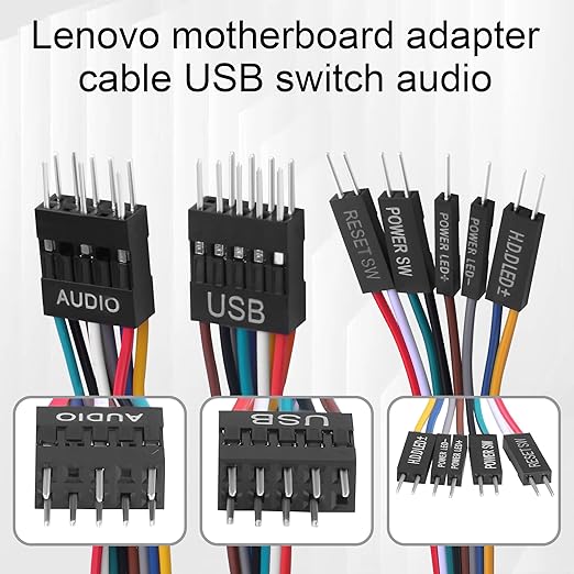 Motherboard Front Panel Adapter Kit: Power Switch/USB 2.0/Audio Connector for Business Desktop Mainboards (Qitian/Yangtian/ThinkCentre-Compatible) to Standard ATX Case