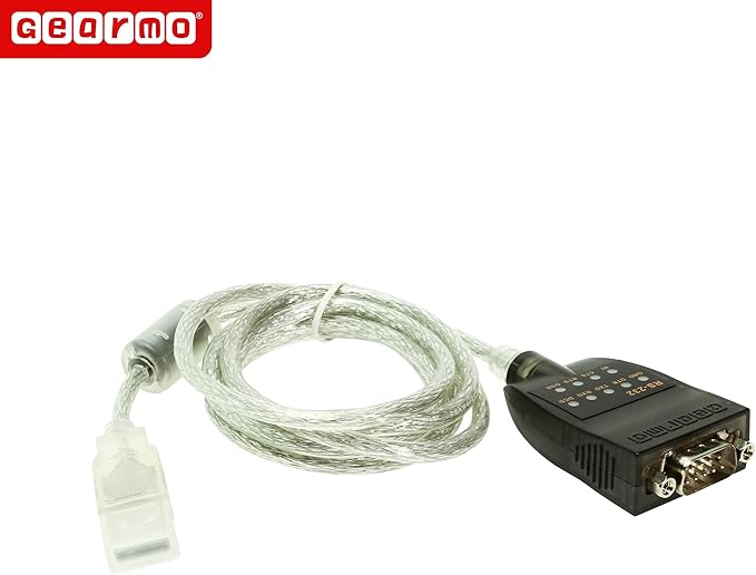 Gearmo USB to RS-232 Serial Adapter w/LED Indicators Windows 11 Support