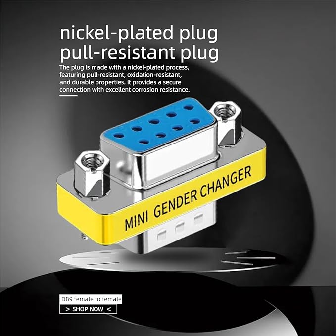db9 Connector Null Modem Adapter，9-Pin Serial vga Adapter RS232 db9 Gender Changer,for Computer and Industrial Device Data Transfer(F-F (5P))