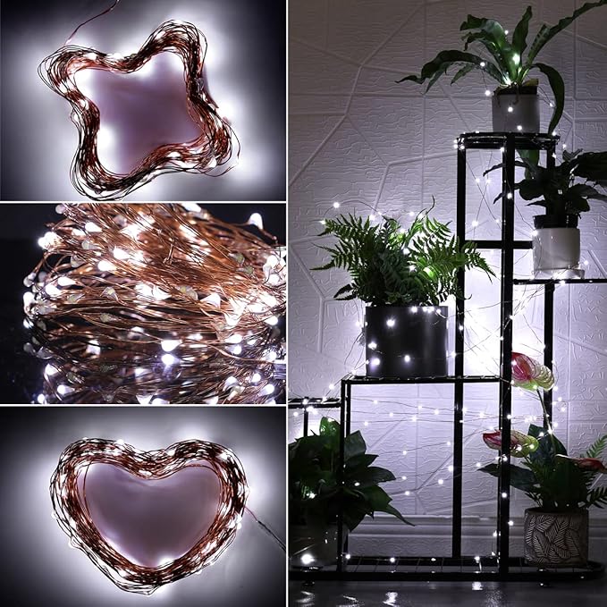 Mikasol Fairy Lights Battery Operated, 16 Packs Mini 3*AAA Battery Powered Copper Wire Led Starry String Lights Firefly Lights for Bedroom, Christmas, Parties, Decoration (5m/16ft Cool White)