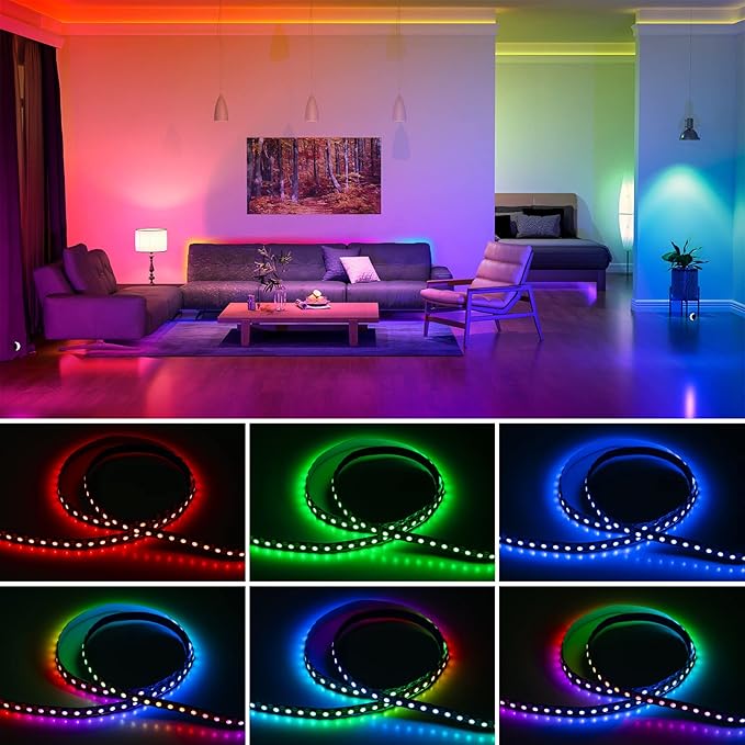 SEZO WS2812B LED Strip Light 3.3FT 100LEDs DC5V Individual Addressable LED Strip SMD5050 RGB 100Pixel Dream Color Programmable LED Light Strip Flexible IP30 Non-Waterproof Black PCB