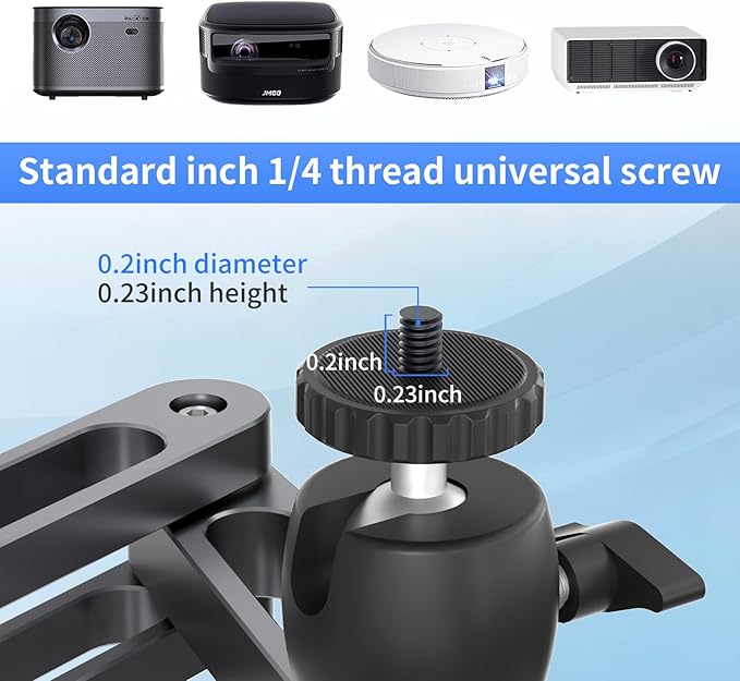 Foldable Projector Wall Mount Universal Adjustable Ceiling Wall Projector Mount Aluminum Alloy Projectors Stand,1/4" and M6 Screw Size (foldable wall mount)