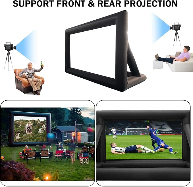 20 Feet Inflatable Projector Movie Screen for Outdoor, Portable Blow Up Projection Screen with Air Blower, Front/Rear Projection for Backyard Pool Party Movie Nights (20ft)