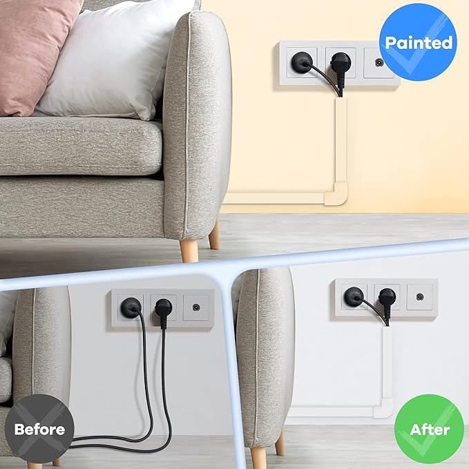 306in Cord Hider Kit, Cord Covers for Wires on Wall, Paintable Wire Cover for Cords, Cable Hider for Wall Mounted TV, White Cord Concealer, Cable Raceway Wire Management, 18x L17in x W0.95in x H0.55in