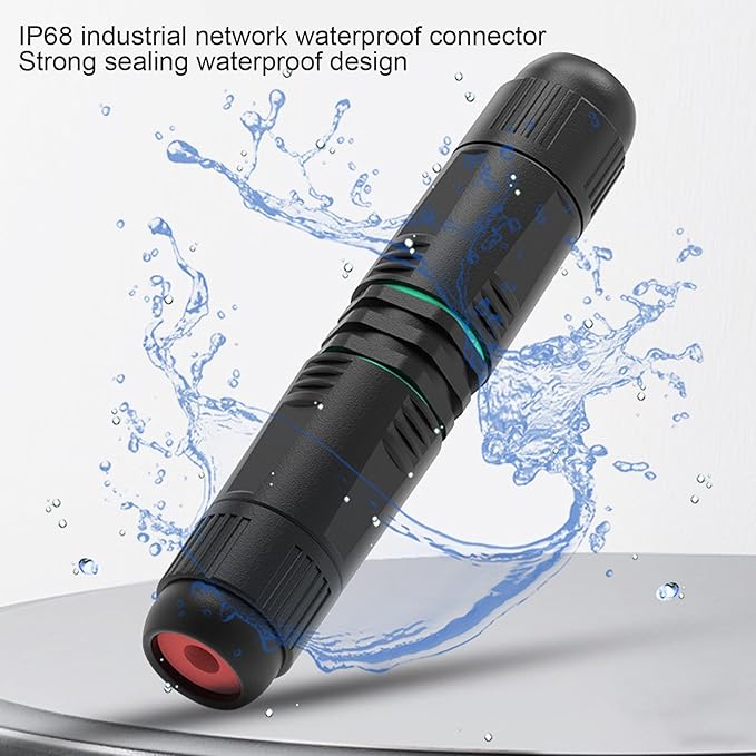 Network Cable Extension Adapter for Industrial Outdoor IP68 Network Docking Connector, RJ45 Female to Female with Kit CAT6.