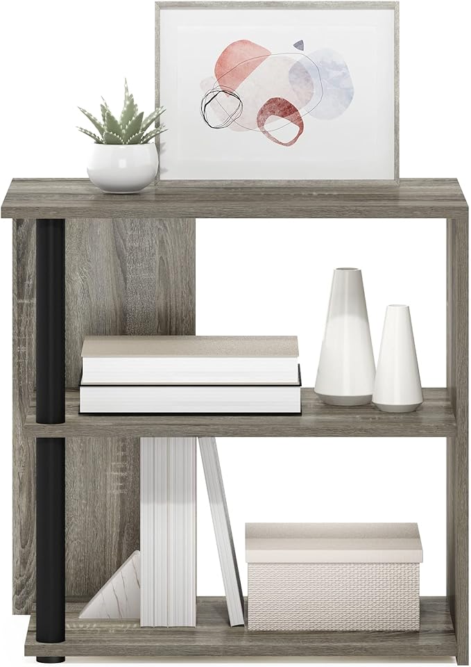 Furinno Romain Side Table, 2-Tier End Table with Open Shelf, Night Stand, Bedside Table, for Living Room, Bedroom, French Oak