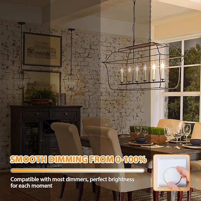 GoBright E12 LED Candelabra Bulbs 60 watt Equivalent, 2700K Soft Warm White Dimmable Chandelier Light Bulbs, 6W 630LM Flame Tip Candle Light Bulbs for Ceiling Fan, Home Decor, 12-Pack