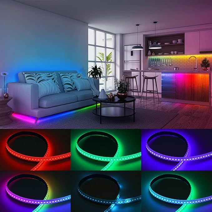 SEZO WS2812B LED Strip Light 3.3FT/1M 144LEDs/m Individually Addressable Programmable 5050SMD Digital RGB Alloy Wires Flexible Dream Color IP65 Waterproof PCB White DC5V