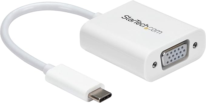 StarTech.com USB-C to VGA Adapter - White - 1080p - Video Converter For Your MacBook Pro / Projector / VGA Display (CDP2VGAW)