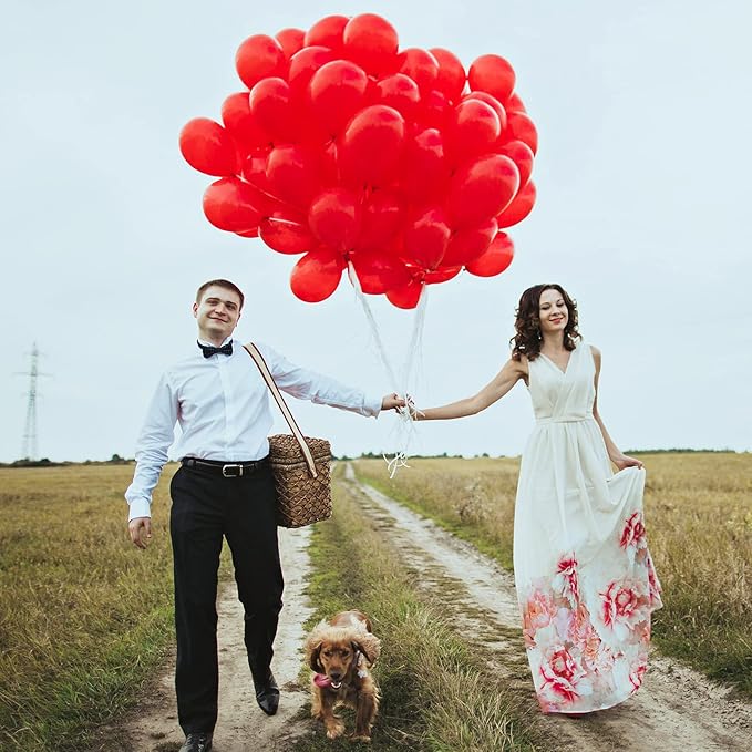 RUBFAC 129pcs Red Balloons Different Sizes 18 12 10 5 Inch for Garland Arch, Premium Latex Balloons Red Birthday Decorations Wedding Valentine's Day Baby Shower Party Decor