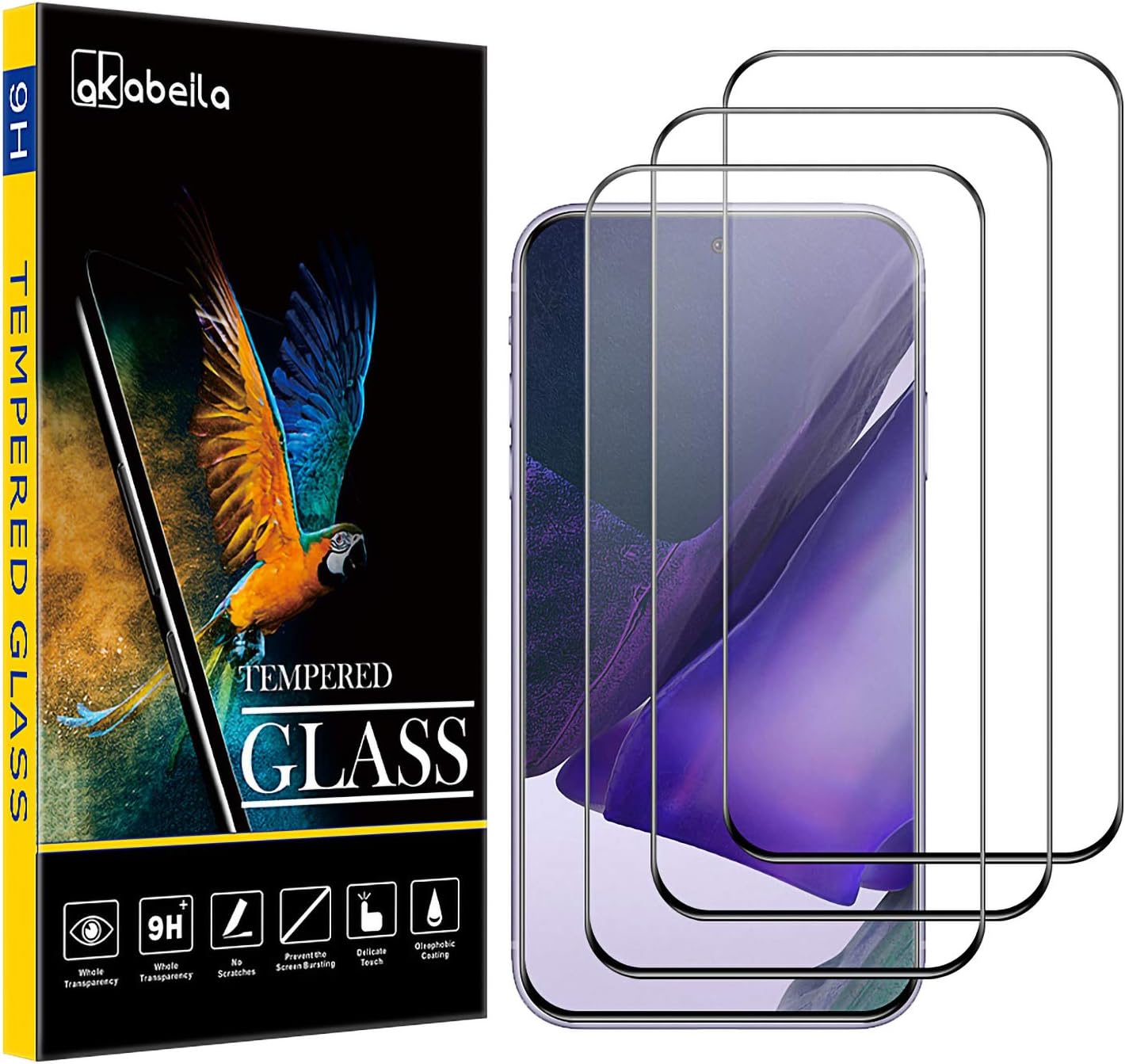 Samsung A51 Screen Protector [3 Pack], Compatible with Galaxy A52, Tempered Glass, Bubble-Free, Black