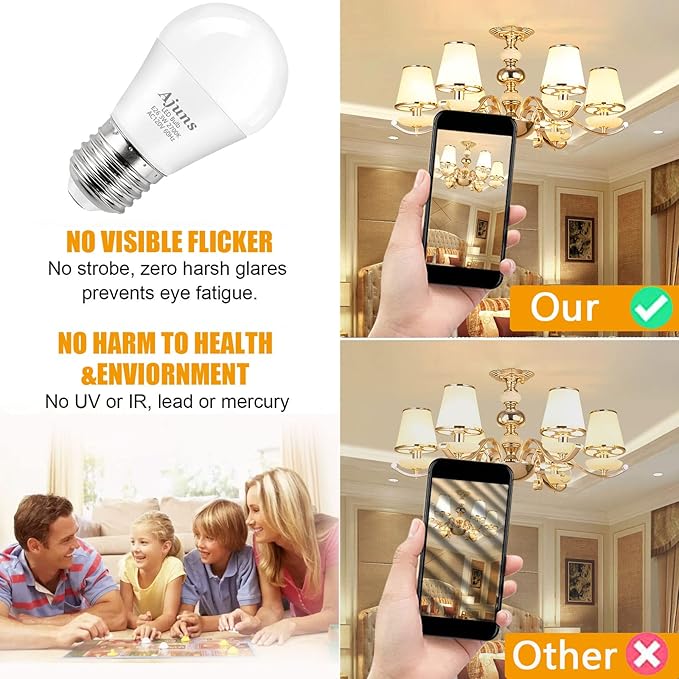LED 3W 25 Watt Light Bulbs Equivalent, 120V Ceiling Fan Light Table Lamp Bulb Warm White 2700K LED Energy Saving Light E26 Base, Suitable for Home 4 Pack