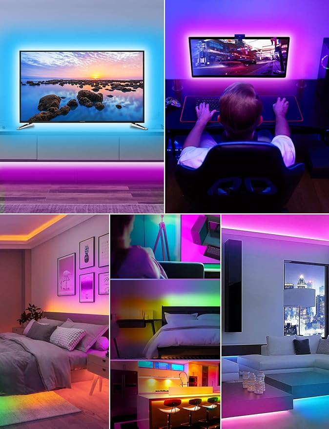 Daymeet LED TV Backlights, 9.8 ft USB Powered RGB Color Changing LED Strip Lights for 32-60 inch TVs with Remote Music Sync Bluetooth APP Control
